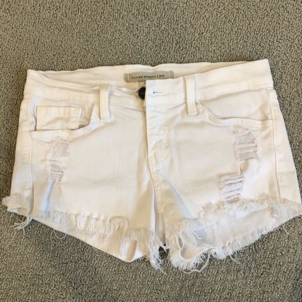 Flying Monkey white jean shorts